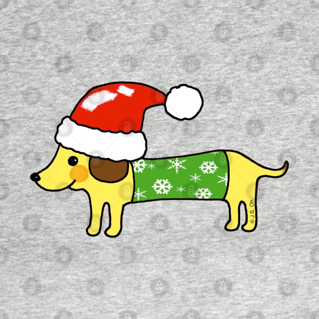 cute Christmas sausage dog by cartoonygifts